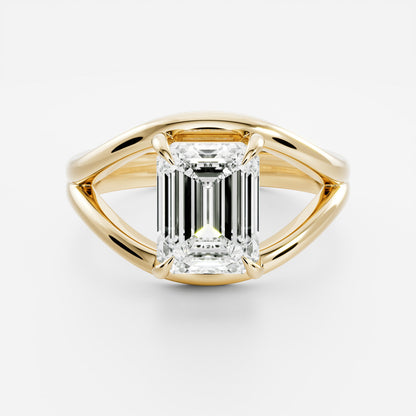2 CT Emerald: Split Shank Lab Grown Diamond