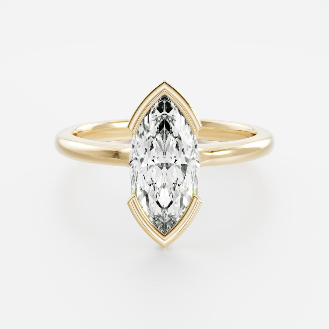 2 CT Marquise: Bezel Half Lab Grown Diamond