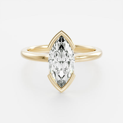 2 CT Marquise: Bezel Half Lab Grown Diamond