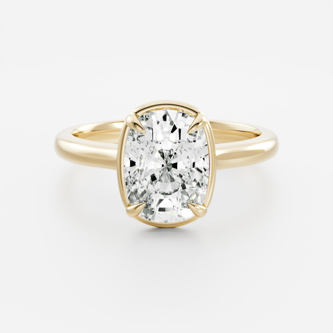 2.5 CT Elongated Cushion: Pronged Bezel Lab Grown Diamond