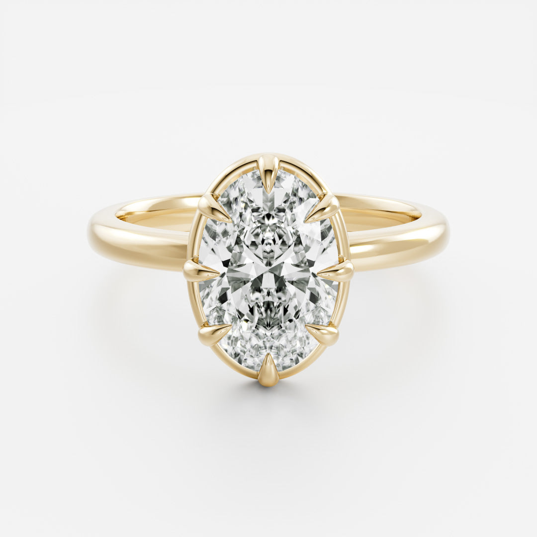 2.5 CT Oval: Pronged Bezel Lab Grown Diamond Engagement Ring
