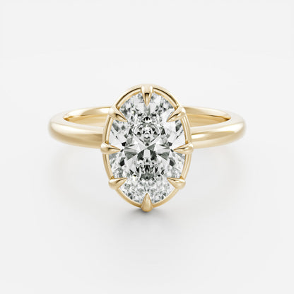 2.5 CT Oval: Pronged Bezel Lab Grown Diamond Engagement Ring