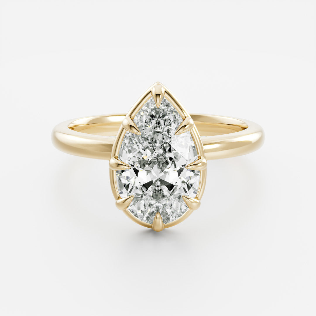 2 CT Pear: Pronged Bezel Lab Grown Diamond Engagement Ring