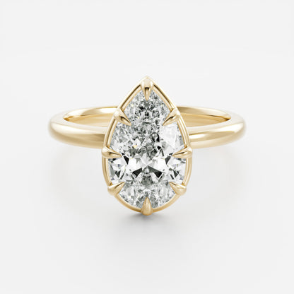 2 CT Pear: Pronged Bezel Lab Grown Diamond Engagement Ring