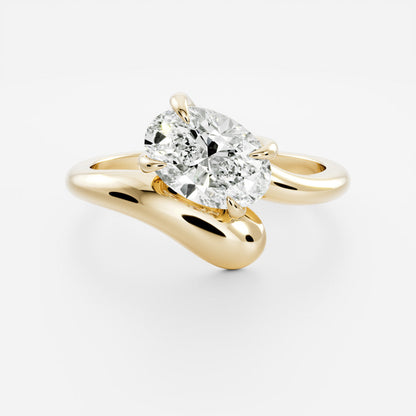 2 CT Oval: Solitaire Twisted Band Lab Grown Diamond Engagement Ring
