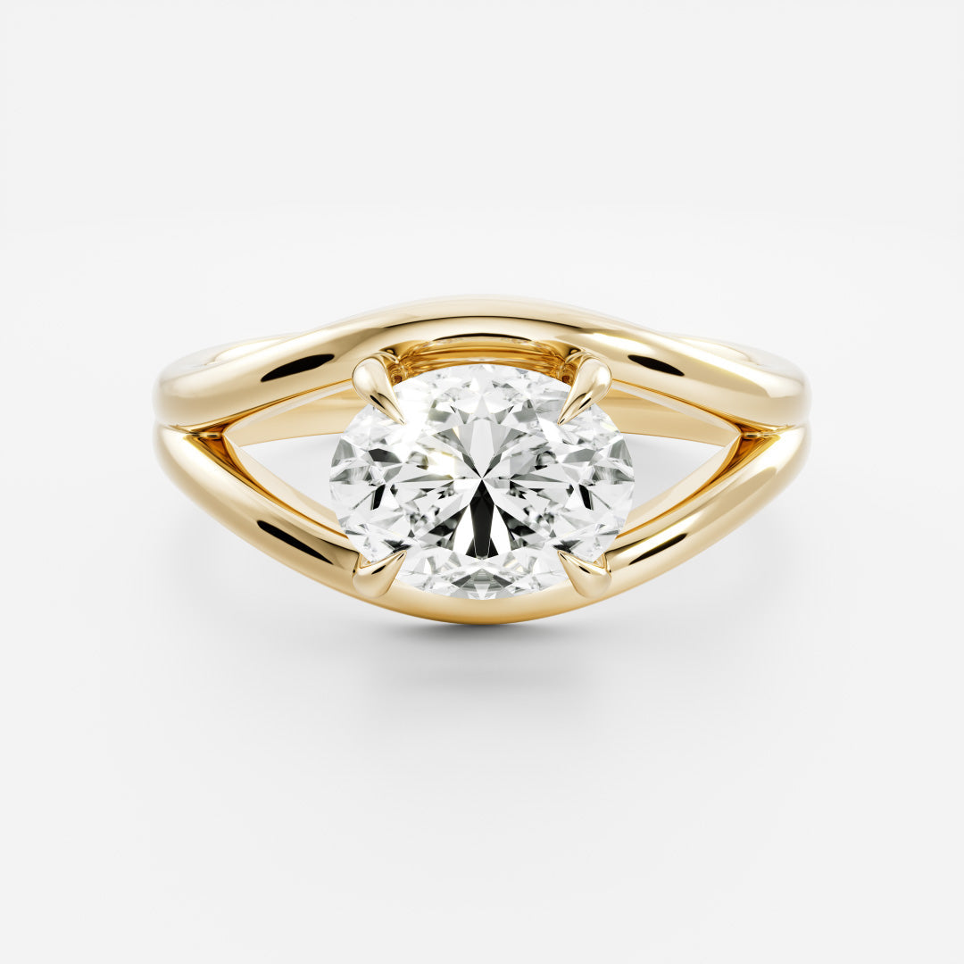 2 CT East-West Oval: Split Shank Lab Grown Diamond