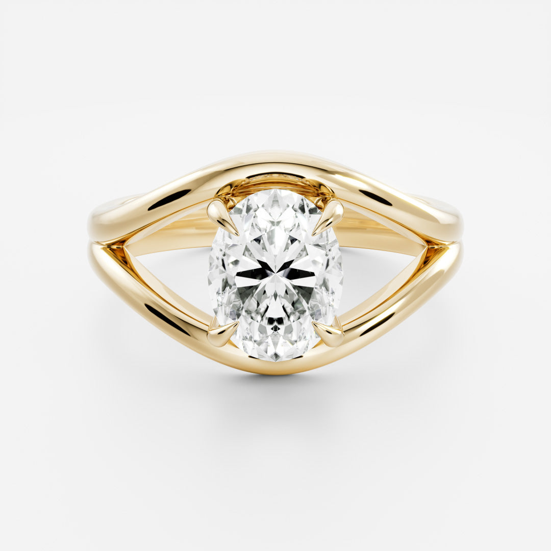 2 CT Oval: Split Shank Lab Grown Diamond Engagement Ring