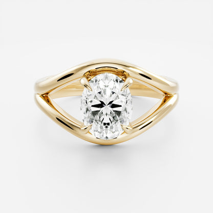 2 CT Oval: Split Shank Lab Grown Diamond Engagement Ring