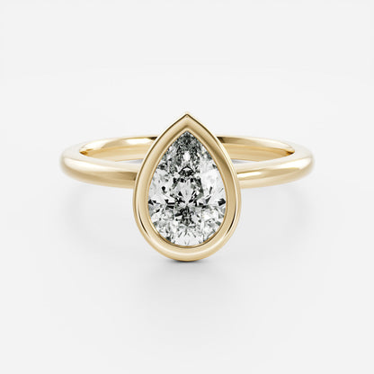 2 CT Pear: Bezel Lab Grown Diamond Engagement Ring
