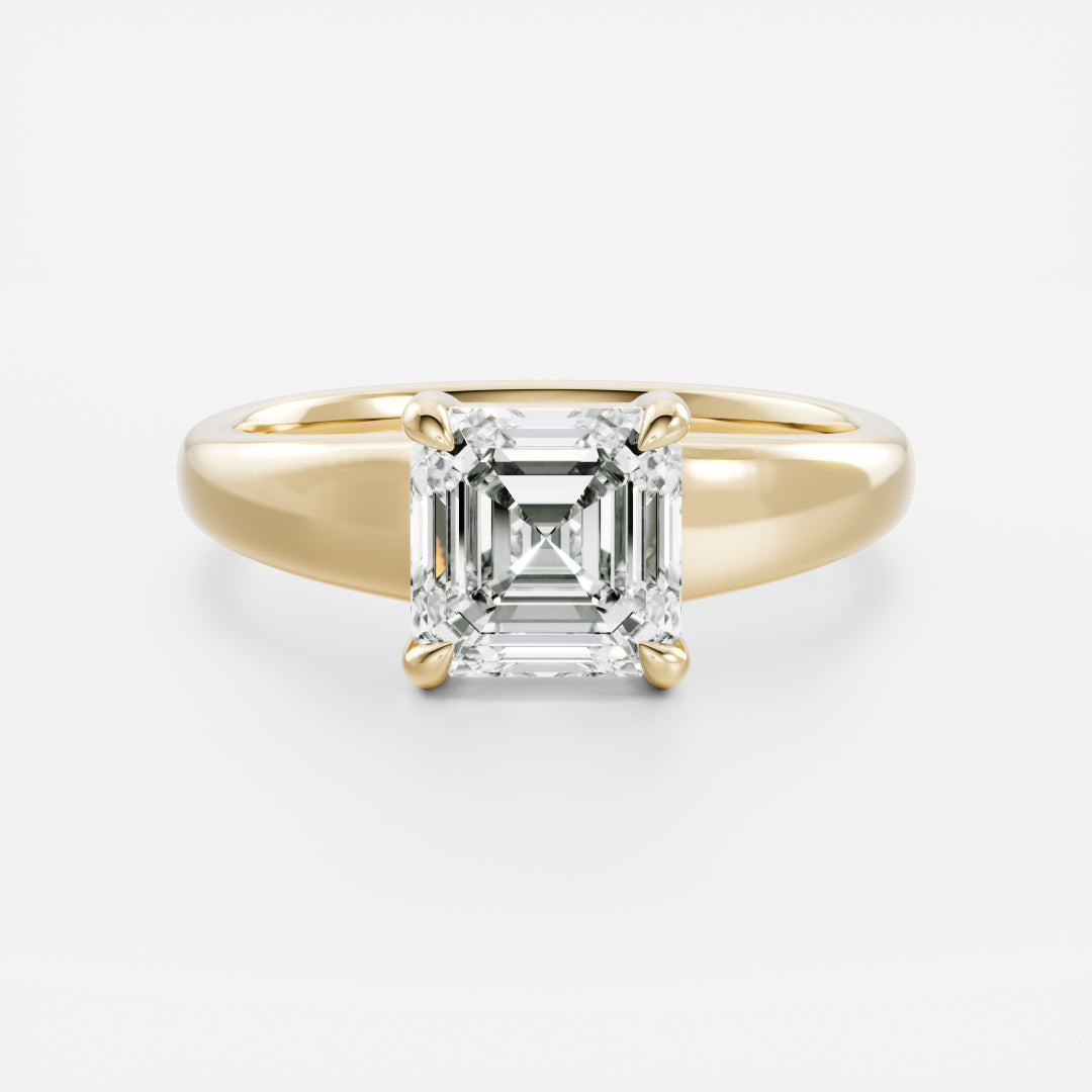 1.5 CT Asscher: Chunky Solitaire Lab Grown Diamond Engagement Ring