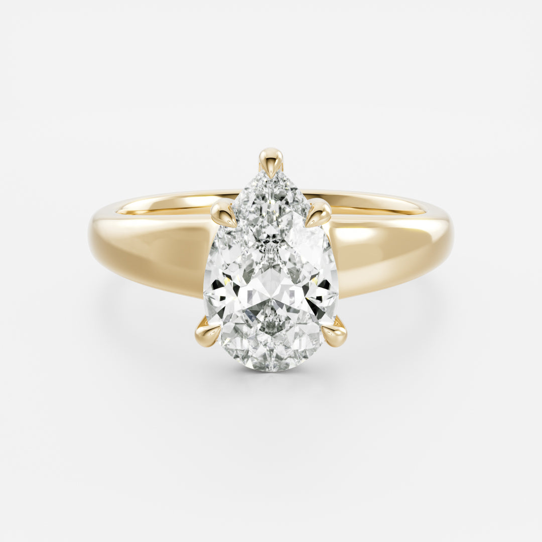 1.5 CT Pear: Chunky Solitaire Lab Grown Diamond Engagement Ring