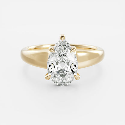 1.5 CT Pear: Chunky Solitaire Lab Grown Diamond Engagement Ring