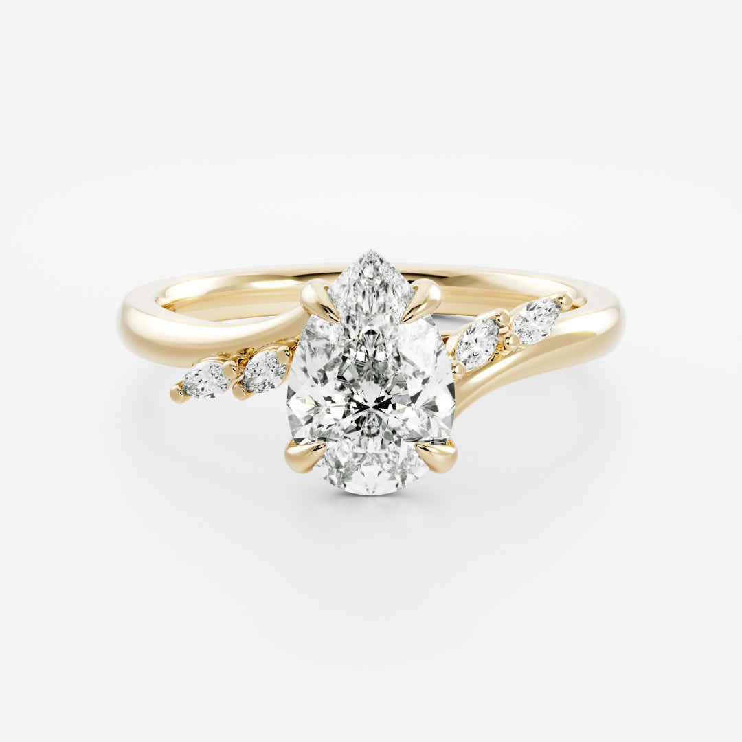 2 CT Pear: Pave Lab Grown Diamond Engagement Ring