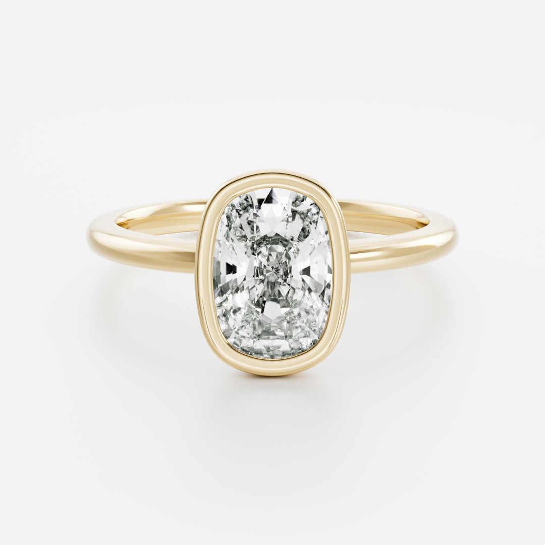 1.5 CT Elongated Cushion: Bezel Lab Grown Diamond Engagement Ring