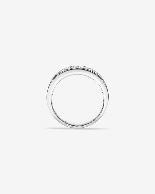 0.85 TCW Round Moissanite Pave Men's Wedding Band in Solid Gold 1