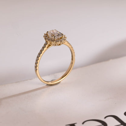 Stunning 1.0 - 2.0 CT Oval Moissanite Engagement Ring with Pave & Halo Design 7