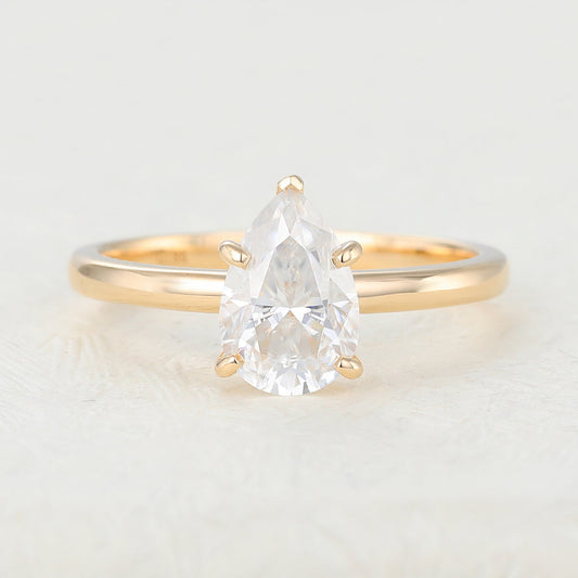 1.5 CT Pear Shaped Moissanite Solitaire Engagement Ring