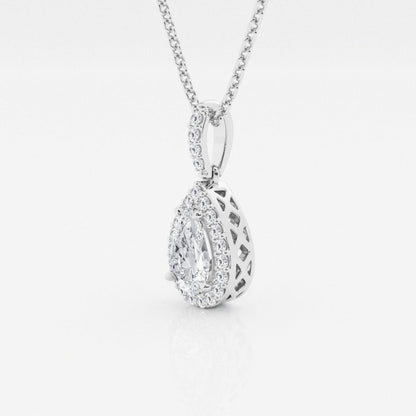 0.75 TCW Round & Pear Shape Moissanite Drop Necklace