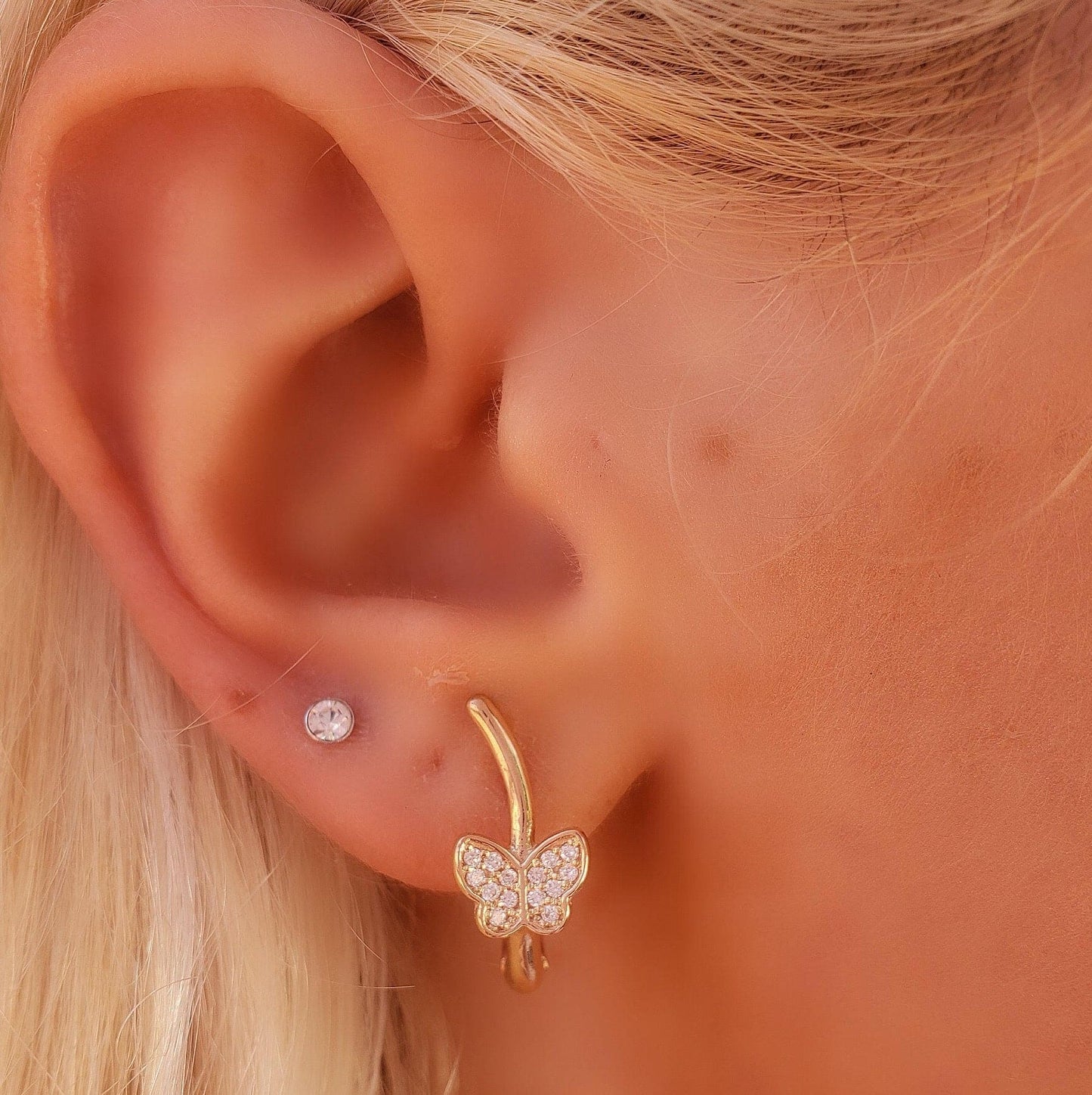 0.15 TCW Round Cut Hoop Moissanite Earrings