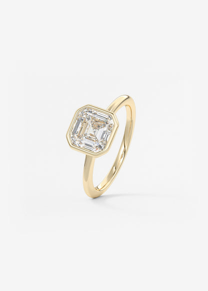 Asscher Bezel Lab Grown Diamond Engagement Ring