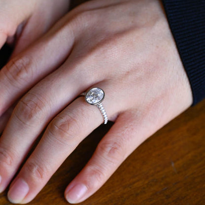 Stunning 1.0 - 2.0 CT Oval Moissanite Engagement Ring with Bezel Design 6