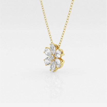 0.93 TCW Round & Pear Shape Moissanite Floral Necklace