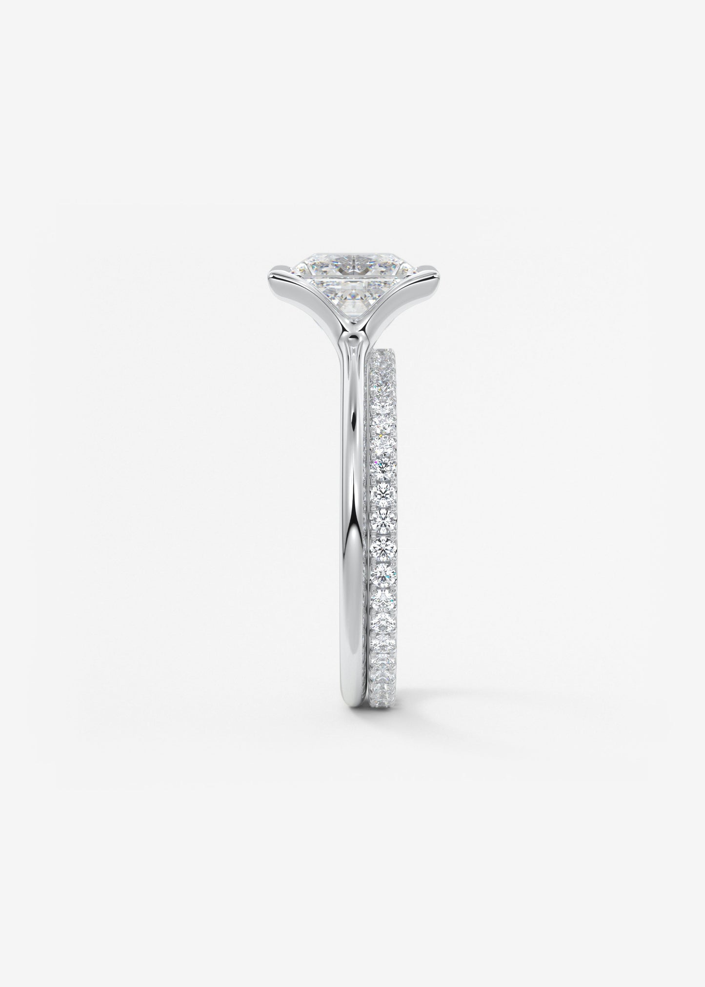 Princess Half Bezel Lab Grown Diamond Engagement Ring