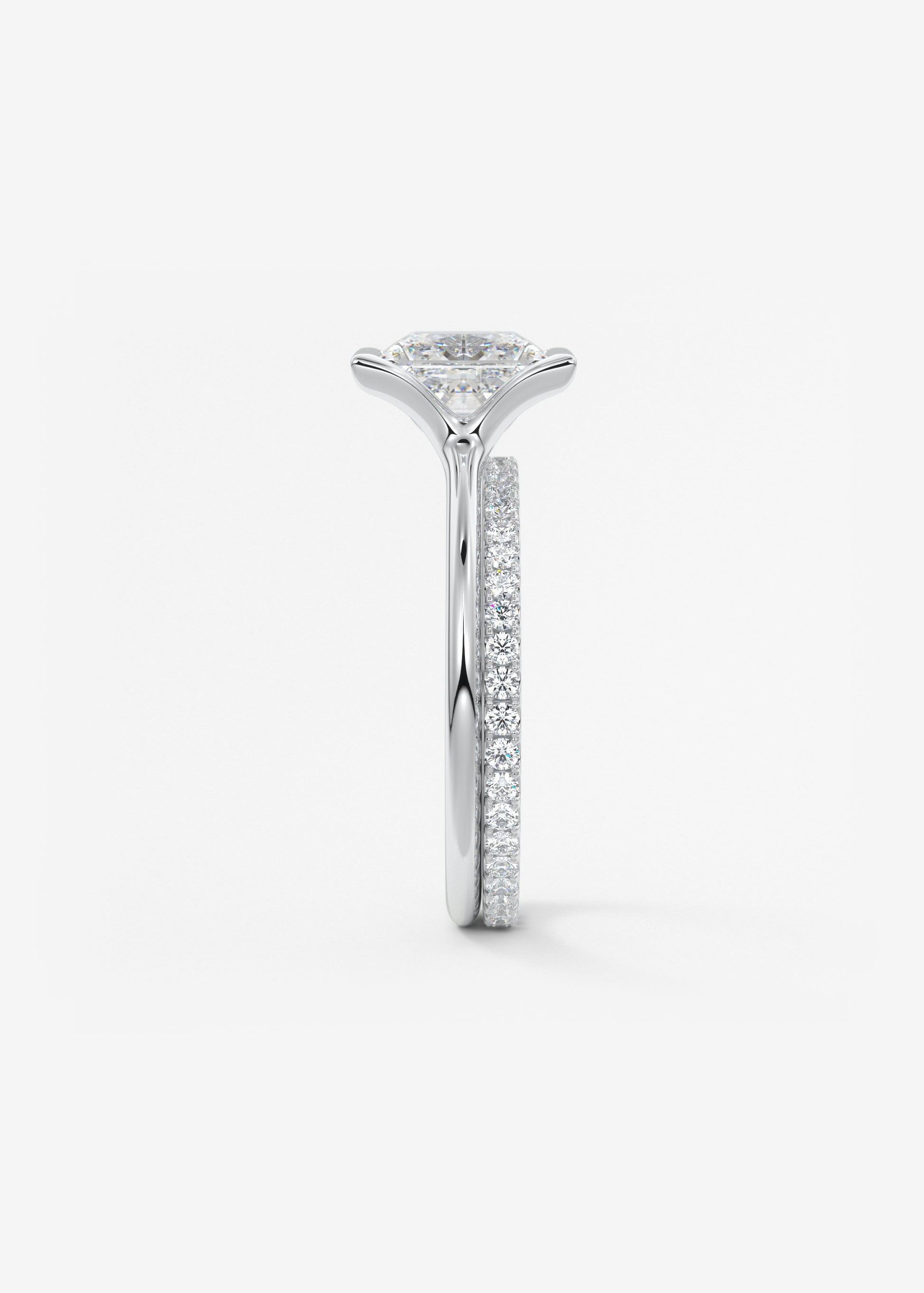 Princess Half Bezel Lab Grown Diamond Engagement Ring