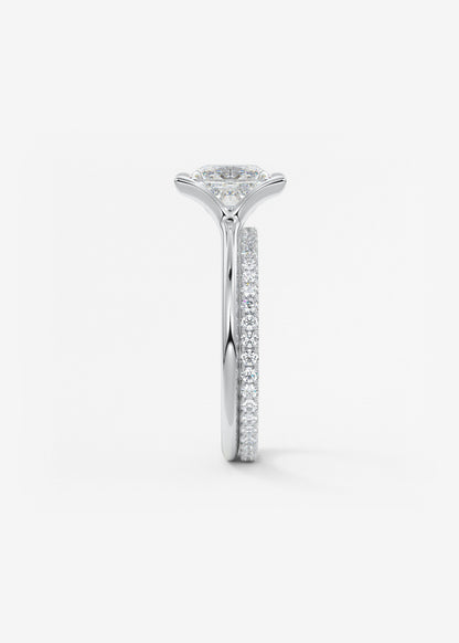 Princess Half Bezel Lab Grown Diamond Engagement Ring