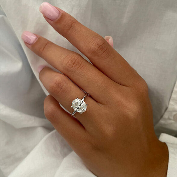 2.1 CT Oval Cut Solitaire Style Moissanite Engagement Ring