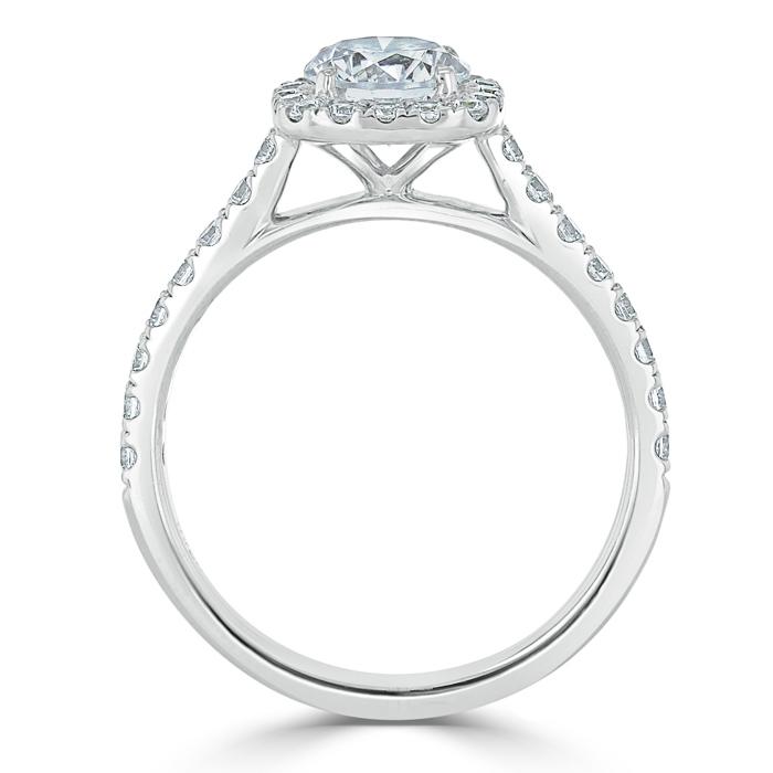 0.75 CT Round Cut Halo Pave Moissanite Engagement Ring