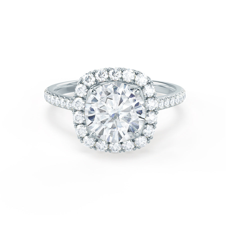 1.0 CT Round Shaped Halo Style Moissanite Engagement Ring