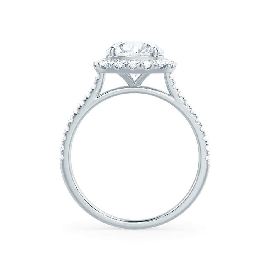 1.0 CT Round Shaped Moissanite Halo Style Engagement Ring