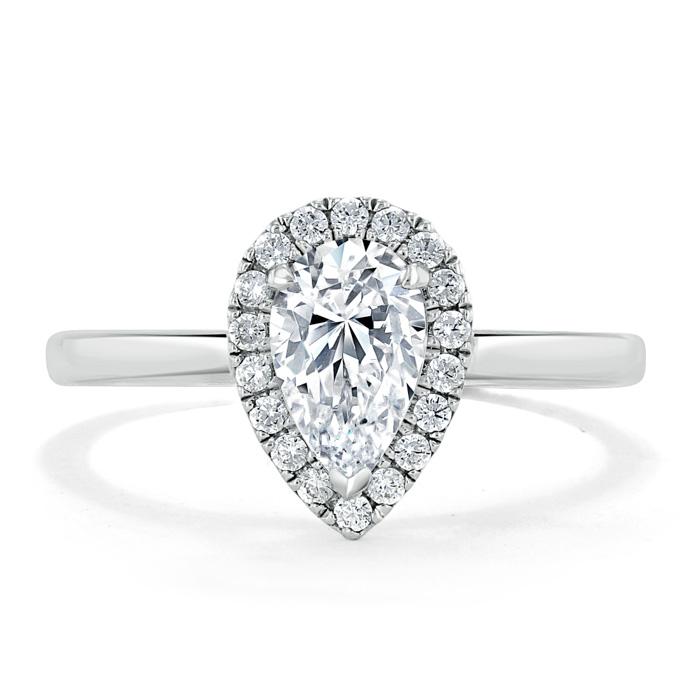 1.0 CT Pear Cut Halo Moissanite Engagement Ring