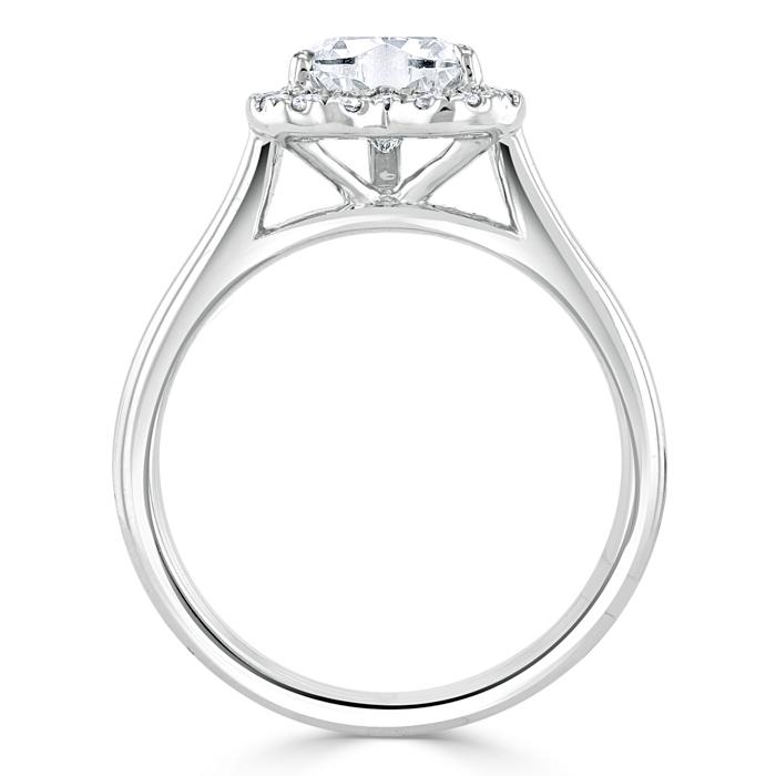 1.0 CT Heart Cut Halo Moissanite Engagement Ring