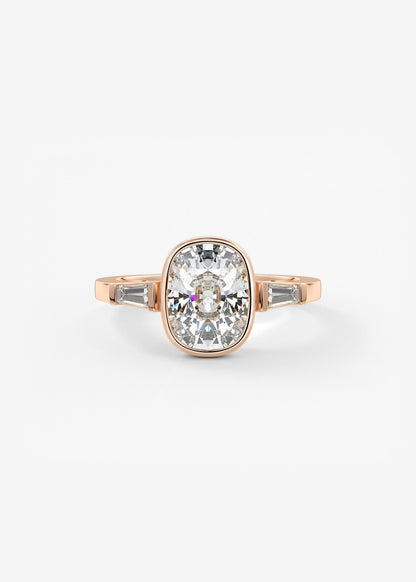 Cushion Three Stones Lab Grown Diamond Engagement Ring