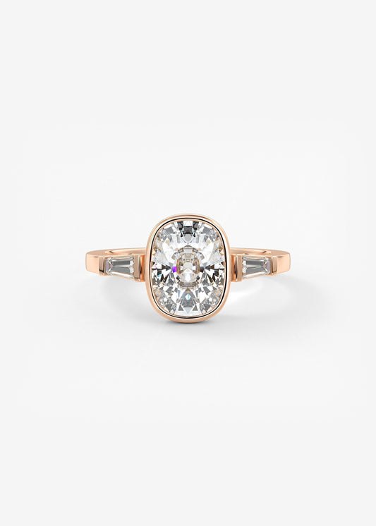 Cushion Three Stones Lab Grown Diamond Engagement Ring