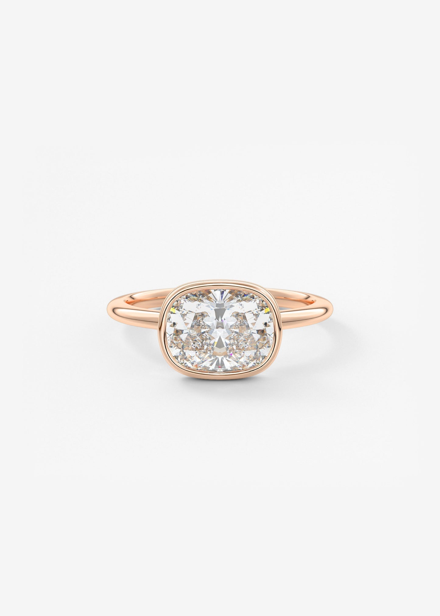 Elongated Cushion East West Bezel Lab Grown Diamond Engagement Ring