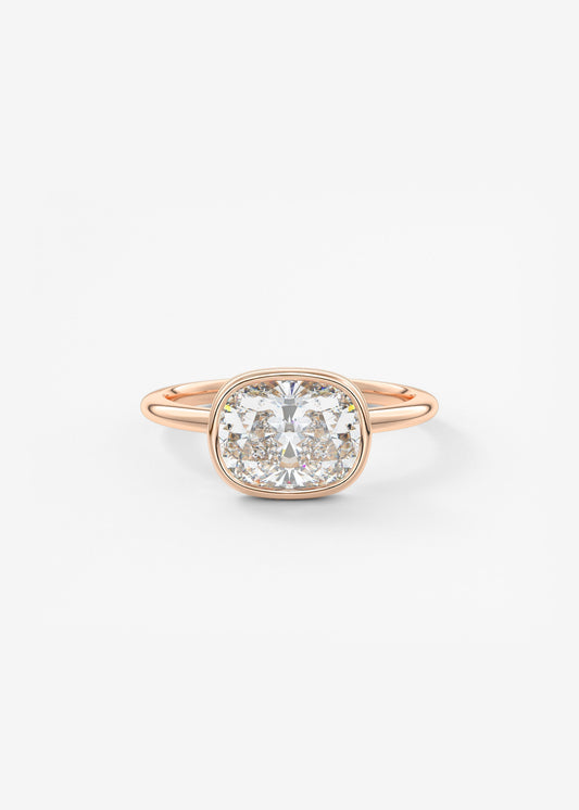 Elongated Cushion East West Bezel Lab Grown Diamond Engagement Ring