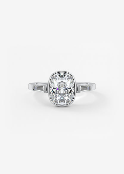 Cushion Three Stones Lab Grown Diamond Engagement Ring