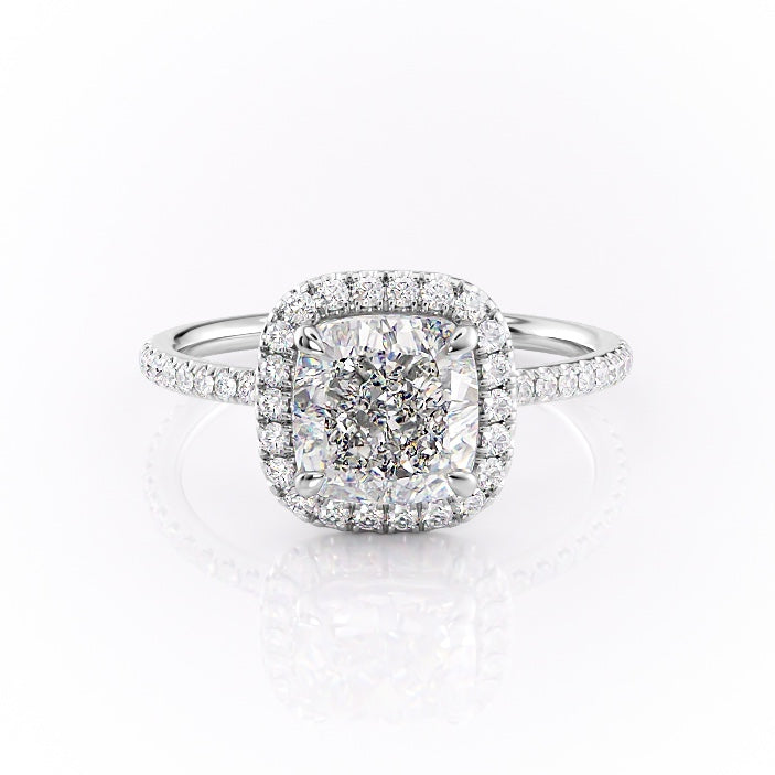 2.54 CT Cushion Cut Halo Style Moissanite Engagement Ring