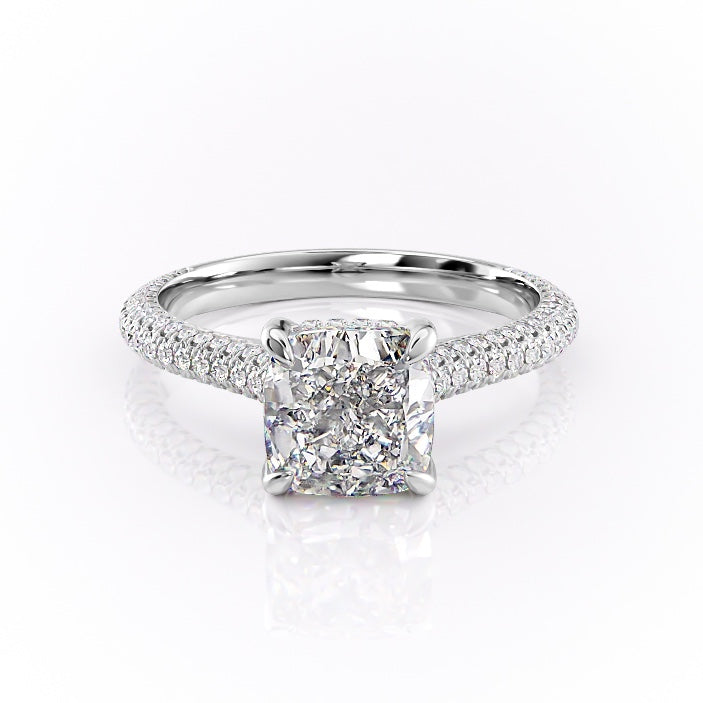 2.54 CT Cushion Cut Pave Setting Moissanite Engagement Ring