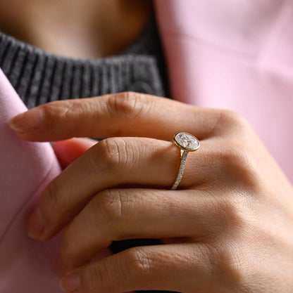 Stunning 1.0 - 2.0 CT Oval Moissanite Engagement Ring with Bezel Design 2