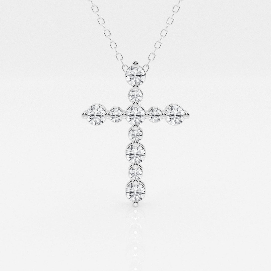 0.75 TCW Round Shape Moissanite Cross Pendant Necklace