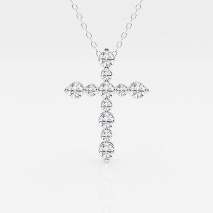 0.75 TCW Round Shape Moissanite Cross Pendant Necklace