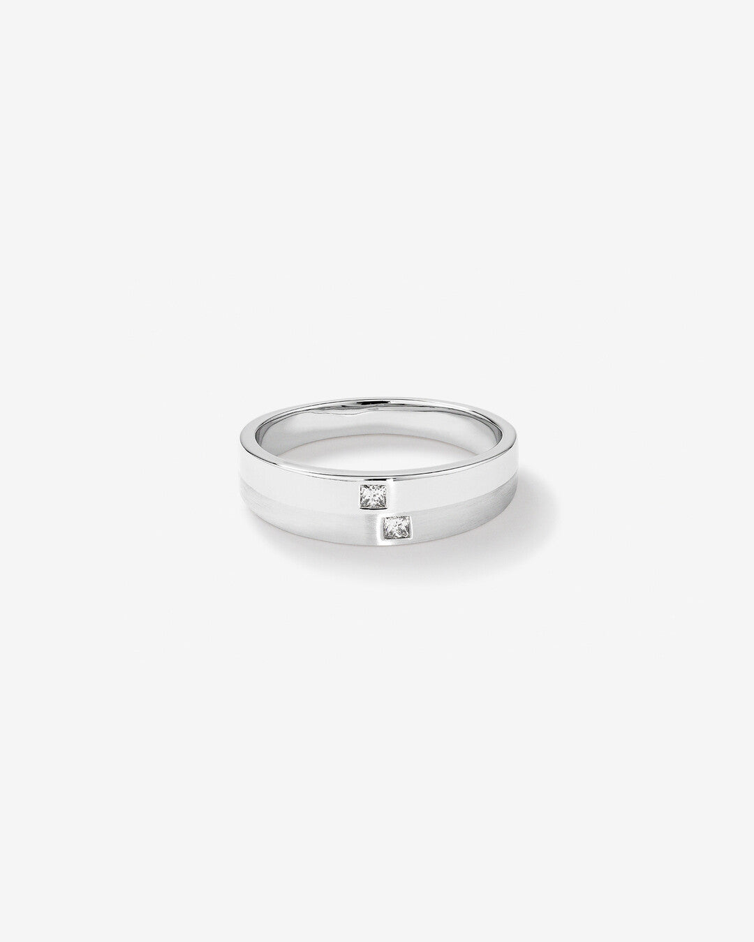 0.08 CT Cushion Moissanite Two Stone Men's Wedding Band in Solid Gold 2