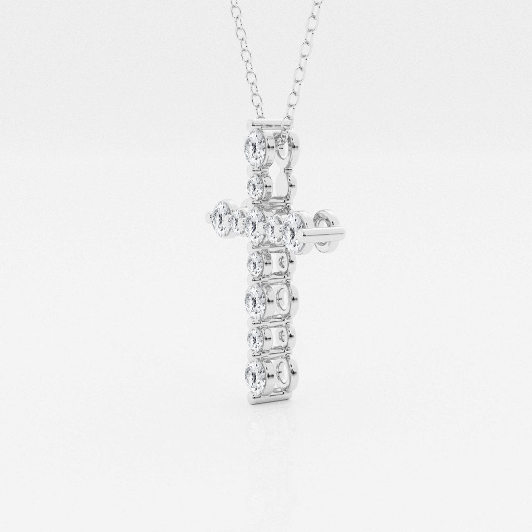 0.75 TCW Round Shape Moissanite Cross Pendant Necklace