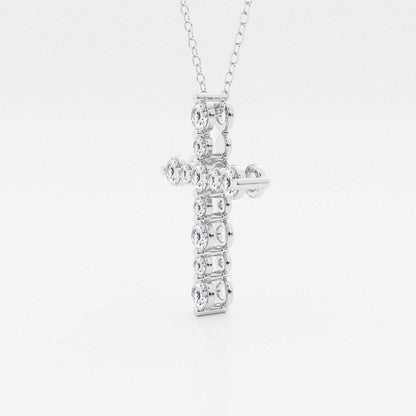 0.75 TCW Round Shape Moissanite Cross Pendant Necklace