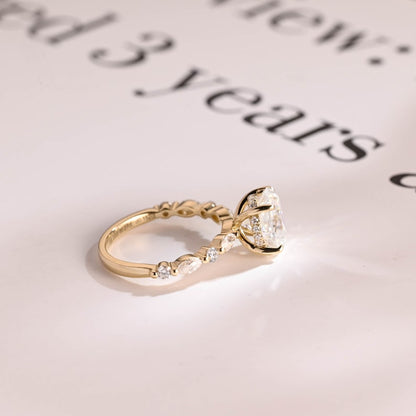 Stunning 1.0 - 2.0 CT Oval Moissanite Engagement Ring with Pave & Hidden Halo Design 9