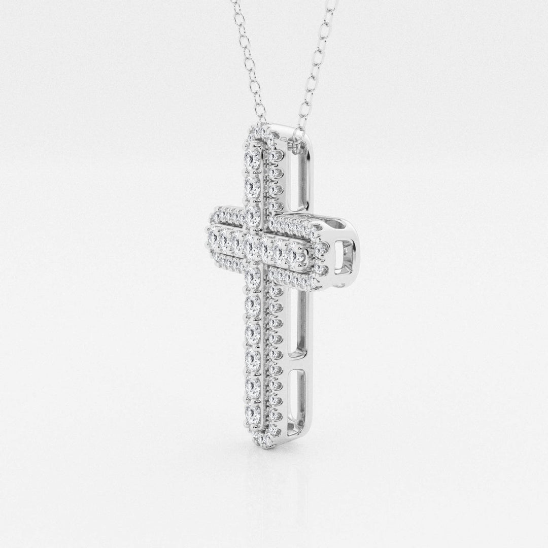 0.76 TCW Round Shape Moissanite Cross Pendant Necklace